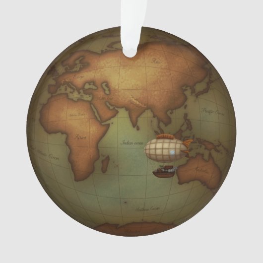 スティームパンク航空ビクトリアン旅行新しいマップ オーナメント (正面)