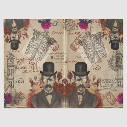 スティームパンク英紳士と時計 薄葉紙 (正面)