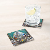 スティームパンク華美イースターブルー卵 スクエアペーパーコースター (インサイチュ)