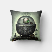 スティームパンク華美カルドロンと魔法アイテムを緑に クッション (正面)