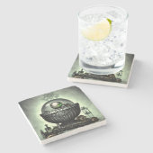 スティームパンク華美カルドロンと魔法アイテムを緑に ストーンコースター (横)