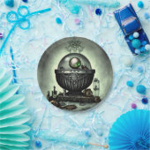 スティームパンク華美カルドロンと魔法アイテムを緑に ペーパープレート (パーティー)