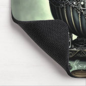 スティームパンク華美カルドロンと魔法アイテムを緑に マウスパッド (コーナー)