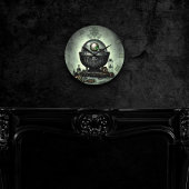 スティームパンク華美カルドロンと魔法アイテムを緑に ラウンド壁時計