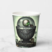 スティームパンク華美カルドロンと魔法アイテムを緑に 紙コップ (裏面)