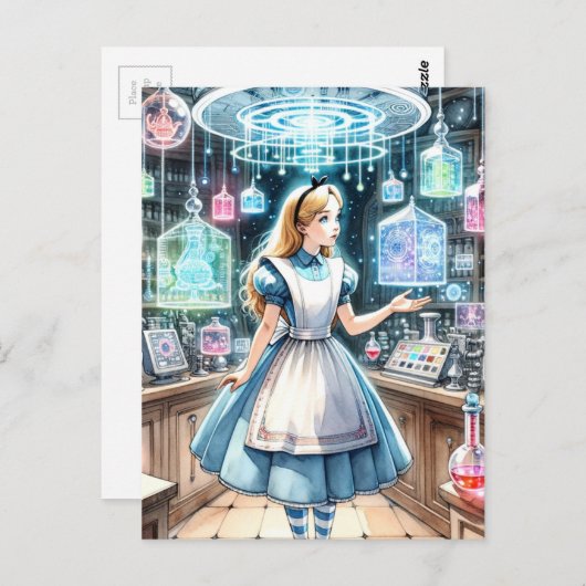 スティームパンク薬局のアリス ポストカード (正面/裏面)