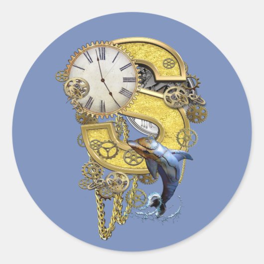 スティームパンク誕生日レターAメッセンジャーバッグ ラウンドシール (正面)