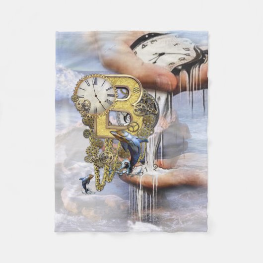 スティームパンク誕生日レターB フリースブランケット (正面)