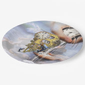 スティームパンク誕生日レターB ペーパープレート (アングル)