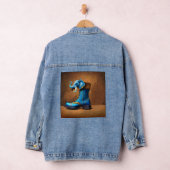 スティームパンク象ブーツ女性デニムジャケット デニムジャケット (ハンガー)