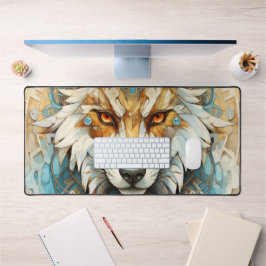 スティームパンク赤と白狼 デスクマット