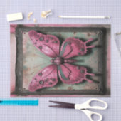 スティームパンク金属バタフライデコパージュ 薄葉紙 (クラフト)