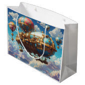 スティームパンク飛行船と空の風船 ラージペーパーバッグ (裏面アングル)
