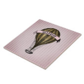 スティームパンク飛行船オンヴィンテージピンクストライプズ タイル (側面)