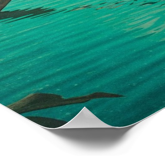 スティームパンク鳥の超現実湖コズミックを漕ぐ ポスター (角)