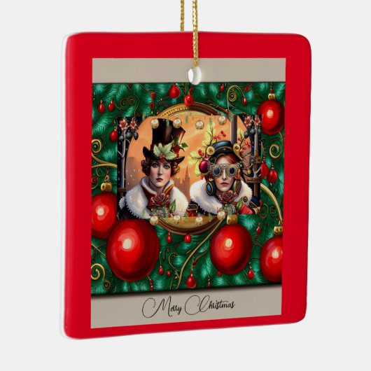 スティームパンク2ハートクリスマス セラミックオーナメント (右)