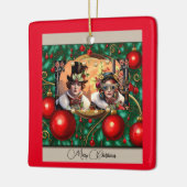 スティームパンク2ハートクリスマス セラミックオーナメント (左)