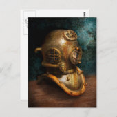 スティームパンク – ダイビング – ダイビングヘルメット ポストカード (正面/裏面)