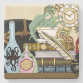 スティームパンク・ドラゴンのポションズ・ブックス ストーンコースター (正面)