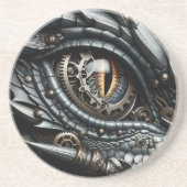 スティームパンク・ドラゴンアイクローズアップ愛パーソナライズされた芸術 コースター (正面)