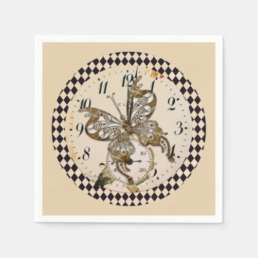 スティームパンク・バタフライ スタンダードカクテルナプキン (正面)