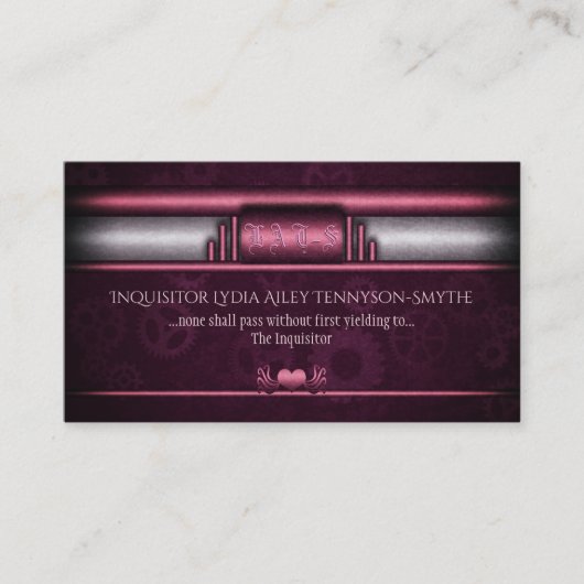 スティームパンク，ピンクのハートとギア，モノグラム 名刺 (正面)