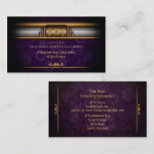 スティームパンク、真鍮と紫王室ののギア、モノグラム 名刺 (正面/裏面)