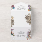 スティームパンク、花と羽結婚の オールインワン招待状 (外側)