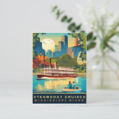 スティームボートクルーズ、ミシシッピ川、旅行 ポストカード (スタンド正面)