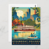 スティームボートクルーズ、ミシシッピ川、旅行 ポストカード (正面/裏面)