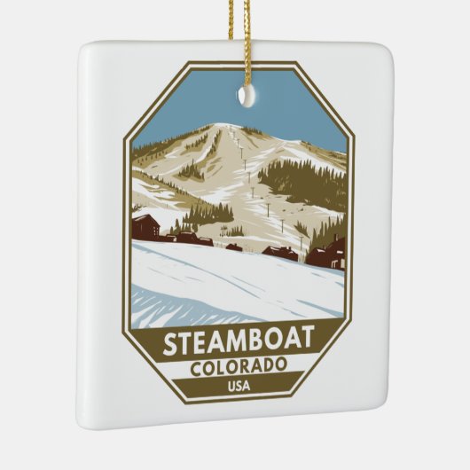 スティームボートスキーエリアウィンターコロラド セラミックオーナメント (右)