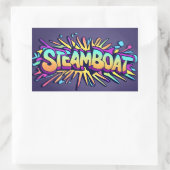 スティームボートスキーステッカー – (セット4) 長方形シール (バッグ)