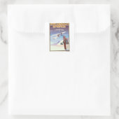 スティームボート春コロラドのヴィンテージ旅行ポスター スクエアシール (バッグ)