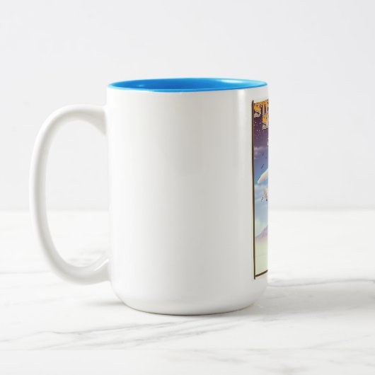 スティームボート春コロラドのヴィンテージ旅行ポスター ツートーンマグカップ (左)