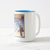 スティームボート春コロラドのヴィンテージ旅行ポスター ツートーンマグカップ (正面右)