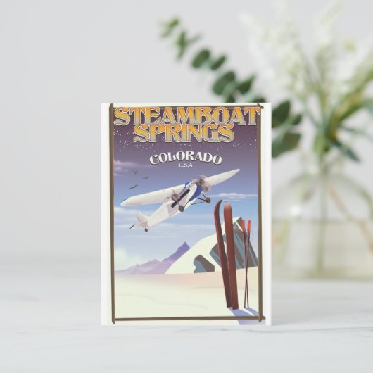 スティームボート春コロラドのヴィンテージ旅行ポスター ポストカード (スタンド正面)