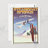 スティームボート春コロラドのヴィンテージ旅行ポスター ポストカード (正面/裏面)