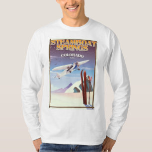 スティームボート春コロラドのヴィンテージ旅行ポスター Tシャツ