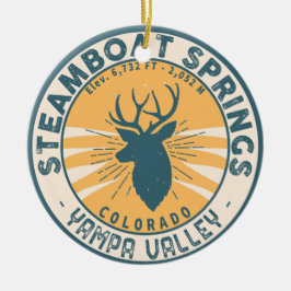 スティームボート春コロラドマウンテンキャンピングハイキング セラミックオーナメント