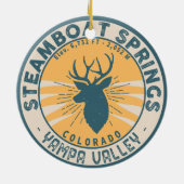 スティームボート春コロラドマウンテンキャンピングハイキング セラミックオーナメント (裏面)