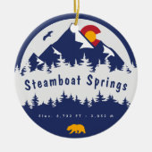 スティームボート春コロラド州旗マウンテンハイキング セラミックオーナメント (正面)