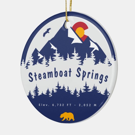 スティームボート春コロラド州旗マウンテンハイキング セラミックオーナメント (左)