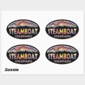 スティームボート春コロラド州旗 楕円形シール (シート)