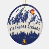 スティームボート春ズコロラド州旗マウンテンスキー セラミックオーナメント (左)