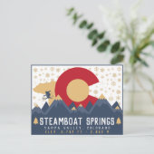 スティームボート春ズコロラド州旗マウンテンスキー ポストカード (スタンド正面)