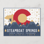 スティームボート春ズコロラド州旗マウンテンスキー ポストカード (正面)