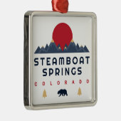 スティームボート春ズコロラド州旗マウンテンスキー メタルオーナメント (右)