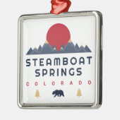 スティームボート春ズコロラド州旗マウンテンスキー メタルオーナメント (左)