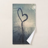 スティームーハートブルーベージュブラック バスタオルセット (ハンドタオル)