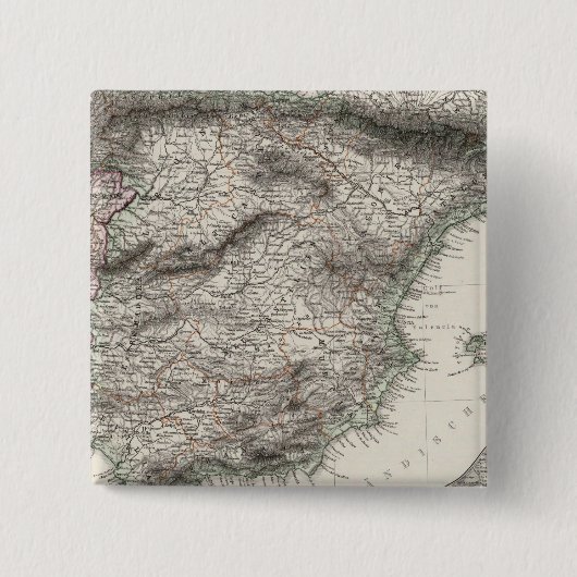 スティーラーによるスペイン·ポルトガル地図 缶バッジ (正面)